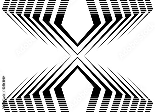 Modern black and white vector background with broken lines. Pattern for covers, advertising, packaging. Striped design element. The letter X