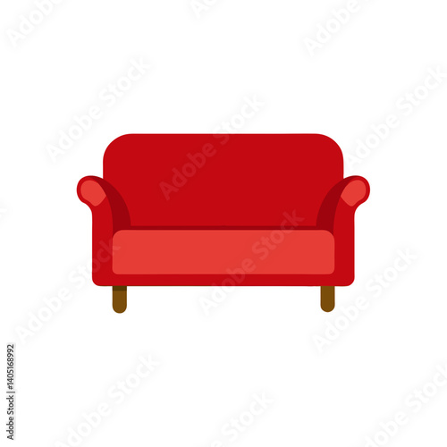 red sofa on white background