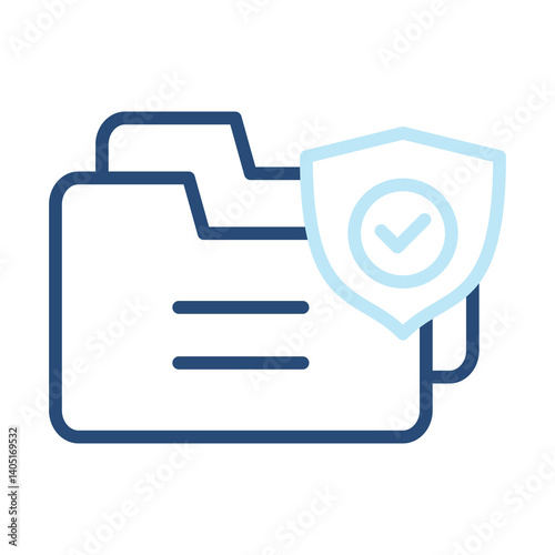 Secure Data Icon Two Color Outline Style. Vector Illustration For Graphic Design