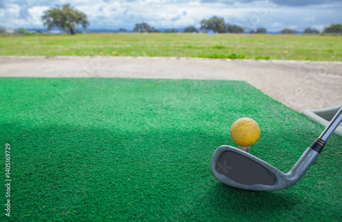 Golf beginners fairway for practicing swing and driving range