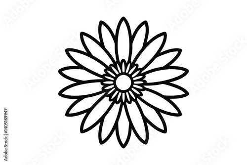 Daisy flower outline flat icon
