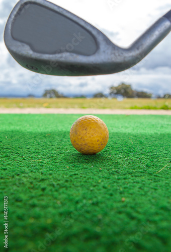 Golf beginners fairway for practicing swing and driving range