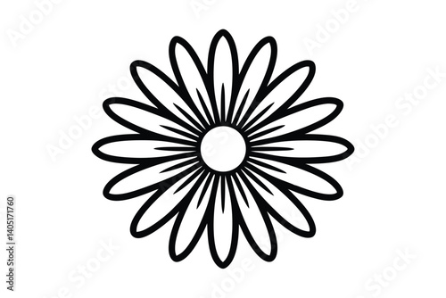 Daisy flower outline flat icon