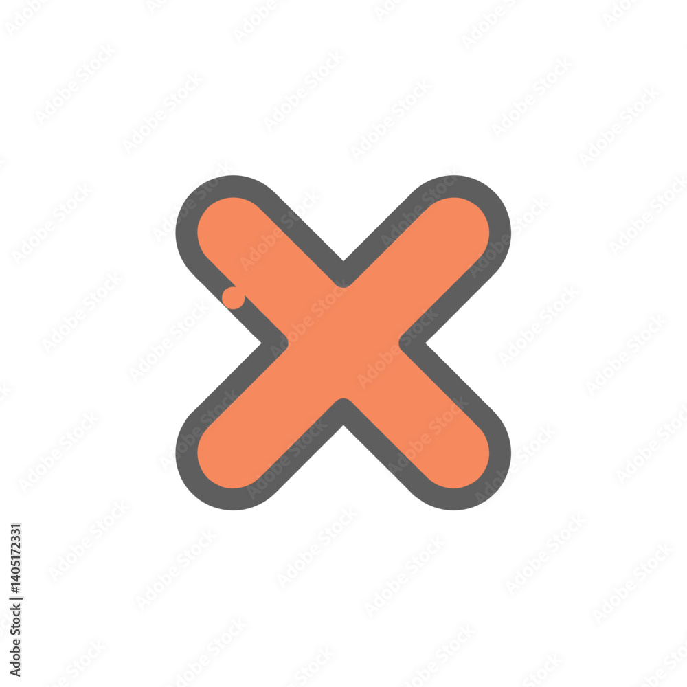 Fototapeta premium Abstract orange cross symbol on white background