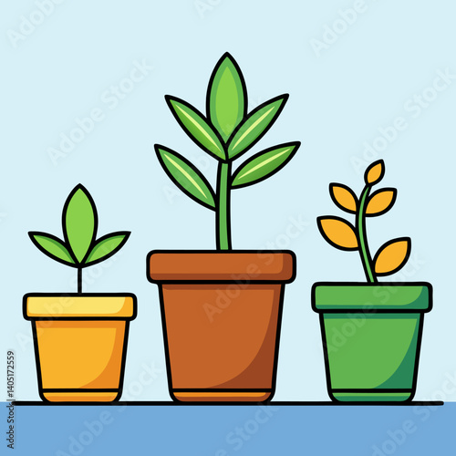 green plant in pot  vector illustration