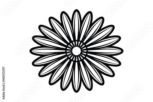 Daisy flower outline flat icon