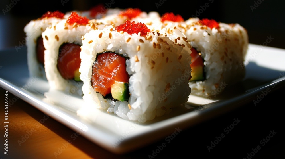 Sushi Platter with Salmon and Sesame Seeds Sushi Platter with Salmon and Sesame Seeds