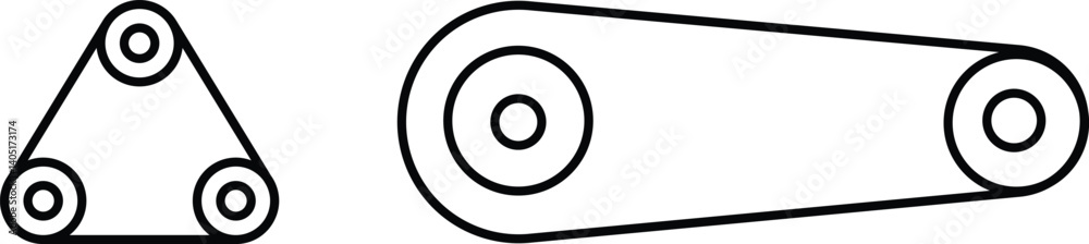 Timing belt icon set. Flat and line vector sign collection isolated on transparent background. Car engine belt, vehicle, auto, timing, automotive part symbol. Technical repair design system concept. Timing belt icon set. Flat and line vector sign collection isolated on transparent background. Car engine belt, vehicle, auto, timing, automotive part symbol. Technical repair design system concept.