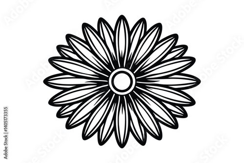 Daisy flower outline flat icon