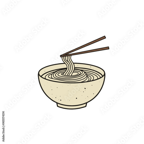 Noodles in a Bowl with Chopsticks