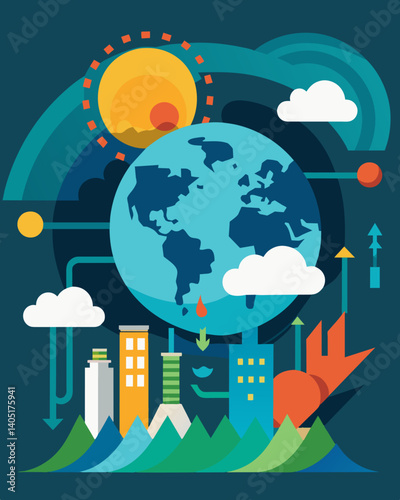 The increase in intense weather events such as hurricanes and cyclones can be attributed to the effects of climate change and exacerbated by industrial pollution in the atmosphere.. Vector