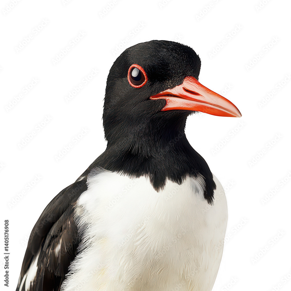 Naklejka premium Striking Portrait of an Oystercatcher Bird with Vibrant Plumage Details