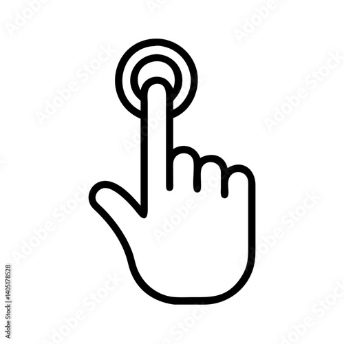 Simple hand icon with pointing finger in circular button symbol