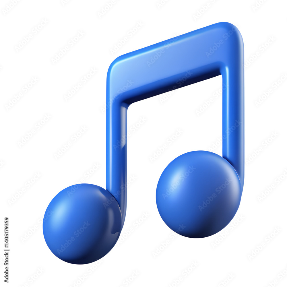 3D Rendering of Blue Music Note Icon Isolated 3D Rendering of Blue Music Note Icon Isolated
