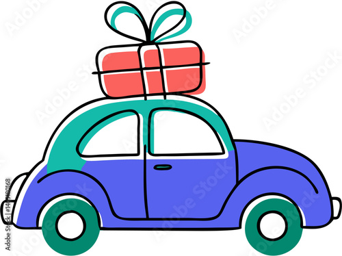 car with gift box