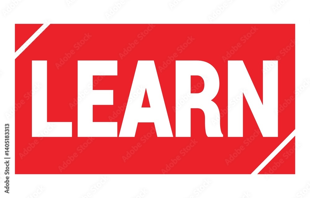 LEARN text written on red stamp sign.