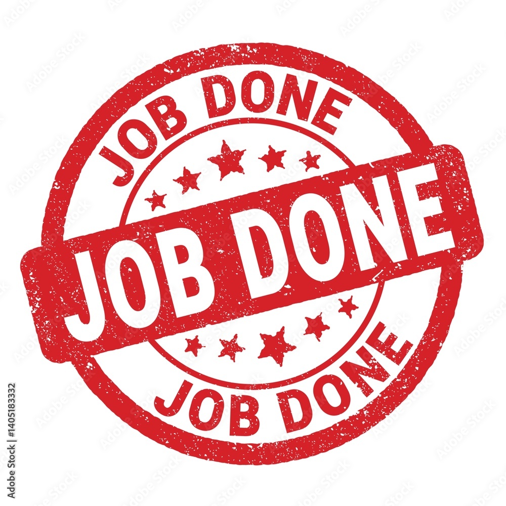 JOB DONE text written on red round stamp sign.
