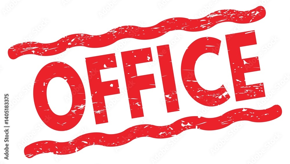 OFFICE text on red lines stamp sign.