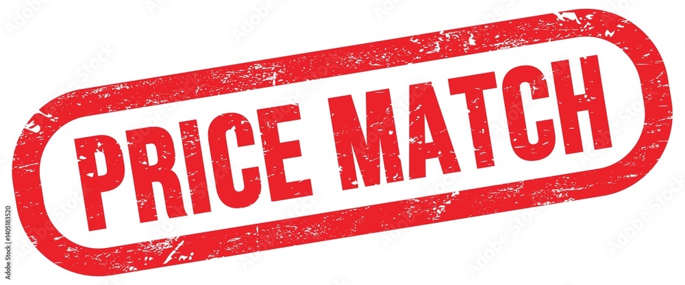 PRICE MATCH, text written on red stamp sign.