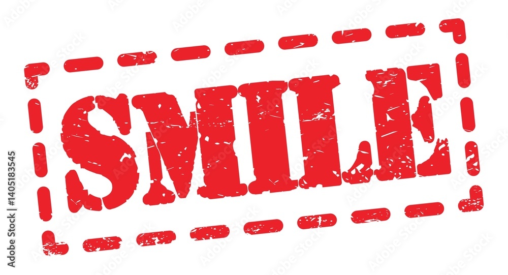 SMILE text written on red stamp sign.