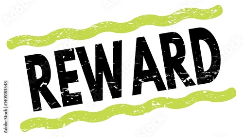REWARD text on green-black lines stamp sign.