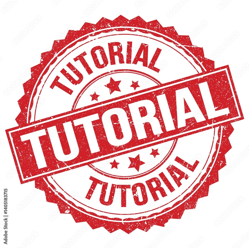 TUTORIAL text on red round stamp sign
