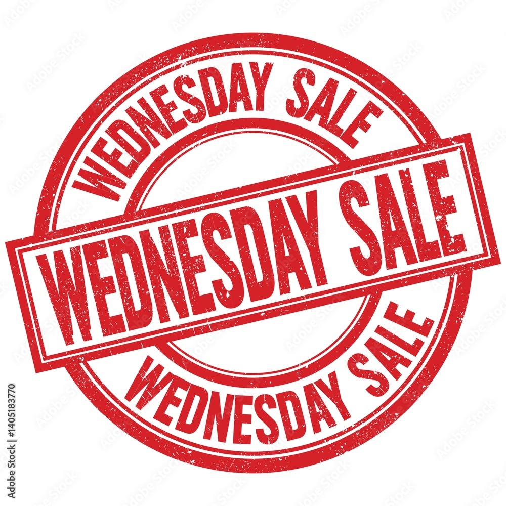 WEDNESDAY SALE written word on red stamp sign