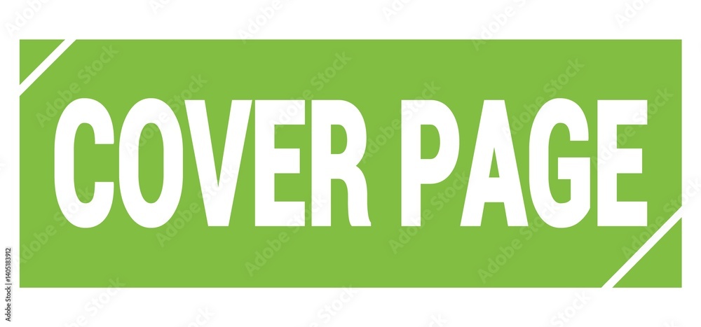 COVER PAGE text written on green stamp sign.