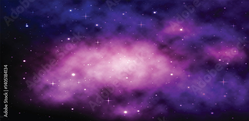 Space galaxy background with shining stars and nebula, Vector cosmos with colorful milky way, Galaxy at starry night, Vector illustration