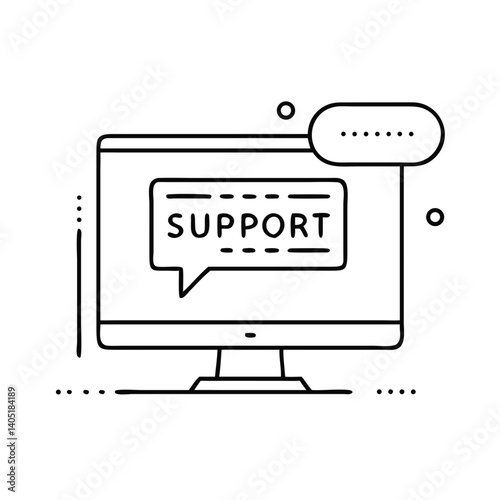 Support notification icon on computer, mental health theme, online help and wellbeing