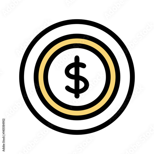 Round Coin with Dollar Symbol Icon Design