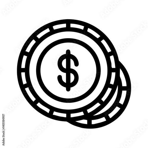 Round Coin with Dollar Symbol Icon Design