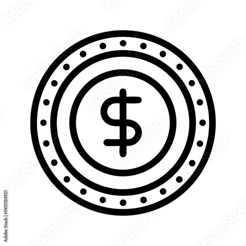 Round Coin with Dollar Symbol Icon Design