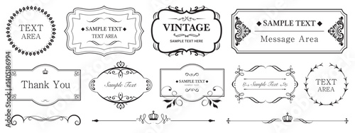 Labels and badges, retro ribbons. Vintage typographic decorative elements. set vector illustration.  luxury elegant calligraphic swirls..eps