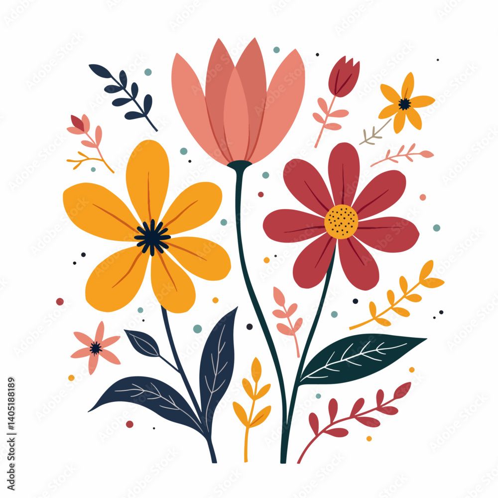 Obraz premium Floral background vector illustration, Floral background with flowers