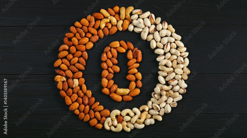 Obraz premium A collection of nuts arranged in a circle.
