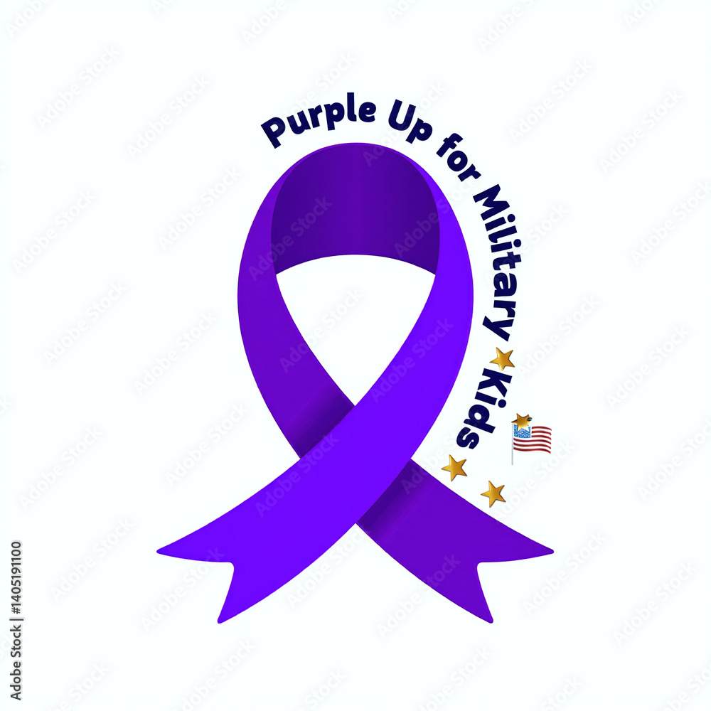 Purple Up Logo Military Kids Patriotic Stars American Flag Generative AI Purple Up Logo Military Kids Patriotic Stars American Flag Generative AI