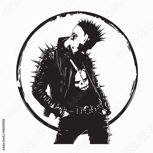 Punk Image vector. Punk Character Mohawk Image Illustration isolated on white background.