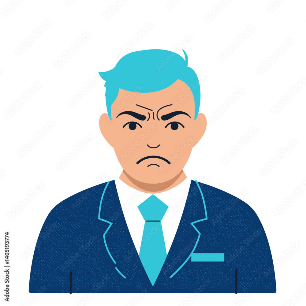 Businessman frowning in a suit with a serious expression Businessman frowning in a suit with a serious expression