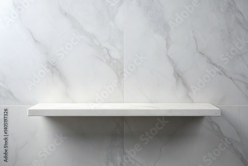 Clean Aesthetic: Minimalist white shelf against a seamless marble backdrop, offering a pristine, modern aesthetic with its subtle shadows and smooth surfaces.