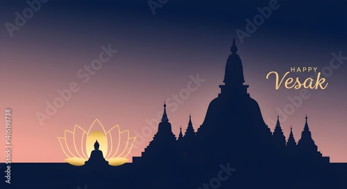 Buddha and Lotus silhouette for Vesak 