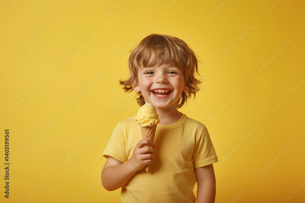 Little boy over isolated colorful background with a cornet ice cream Little boy over isolated colorful background with a cornet ice cream