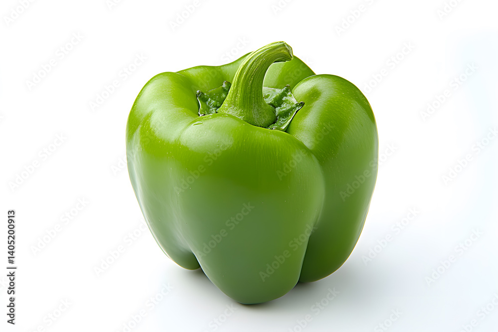 Fresh green bell pepper isolated on white Fresh green bell pepper isolated on white