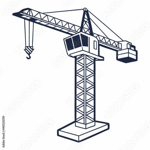 Minimalist construction crane icon with modern flat design