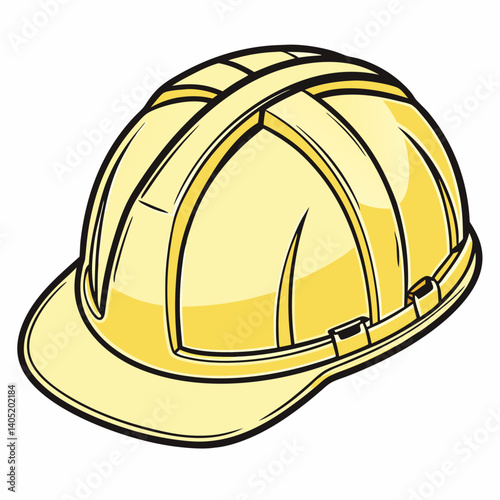 Glossy vector icon of yellow hard hat with shadows and highlights