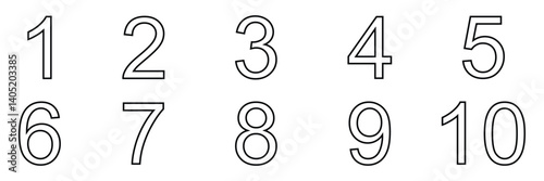 Number icon. place numbers doodle hand drawn icon set. Outline drawing number 1, 2, 3, 4, 5, 6, 7, 8, 9 line clipart symbol.