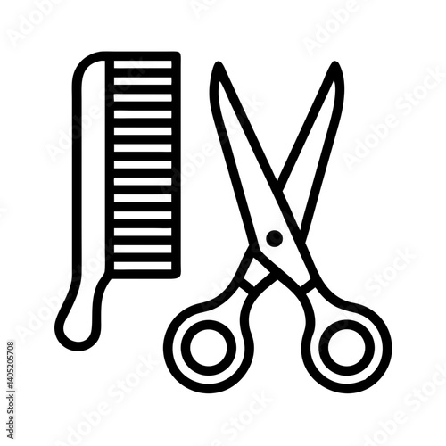 Scissors and Comb for Haircut Icon Design
