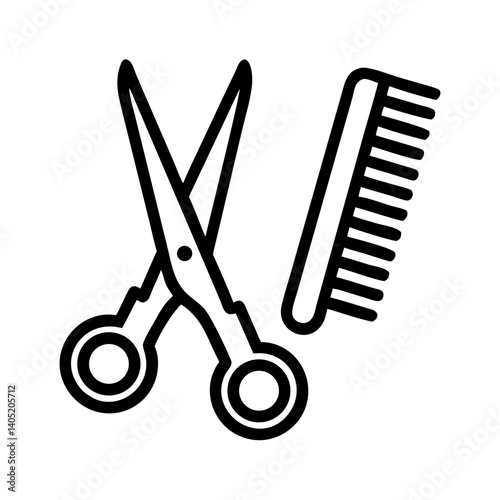 Scissors and Comb for Haircut Icon Design