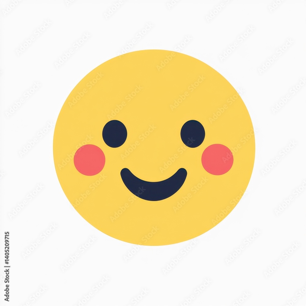 Smiling Face Emoji with Blush Graphic Illustration on Clean Background Smiling Face Emoji with Blush Graphic Illustration on Clean Background