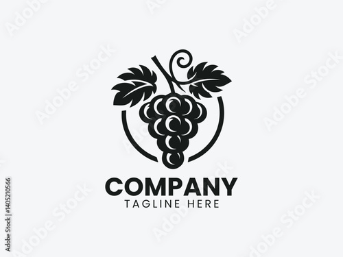 Grape Fruit Vector Logo Design, Delicious Grape Bunch Logo